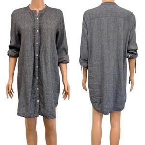 j.Jill large linen blend pintuck banded collar shirt dress tunic D2 2651